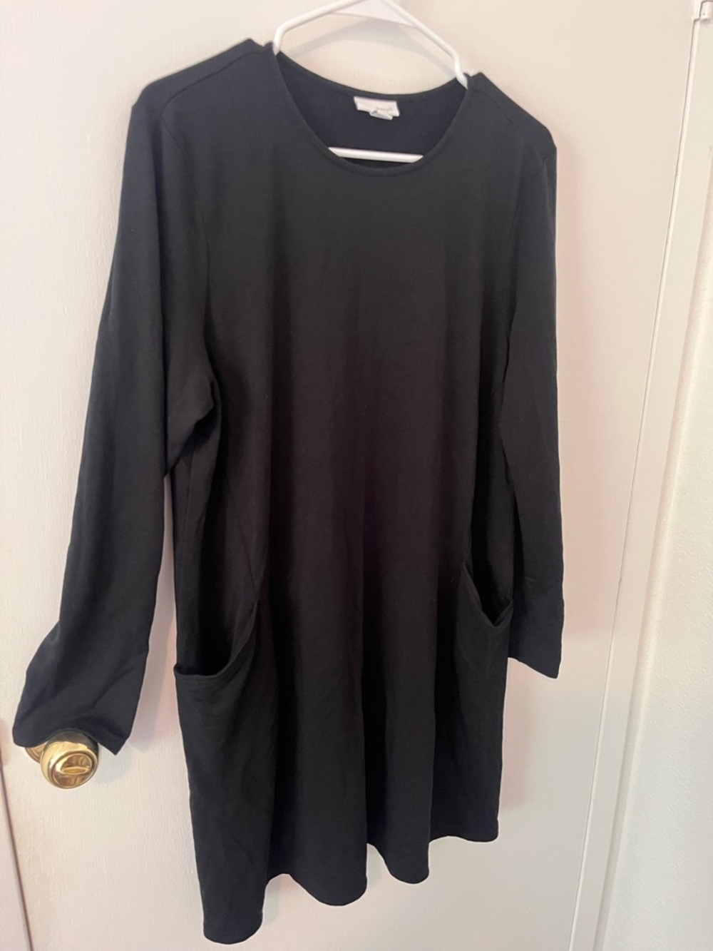 Pure J. Jill Soft Long Sleeve Black Dress Pockets Modal Rayon Easy Large